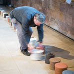 Julian Stair installing Quietus in Manchester Cathedral 2016